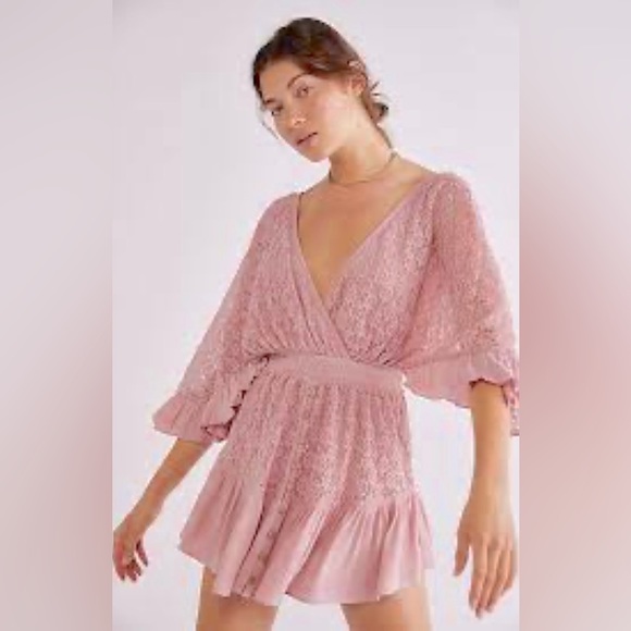 GORGEOUS & COMFY NWT FREE PEOPLE KNIT ROMPER Bridal Rose Sz Small - Picture 5 of 8